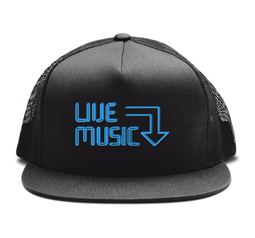 Live Music - Trucker Snapback Hat - Band Merch and On-Demand Designer Shirts