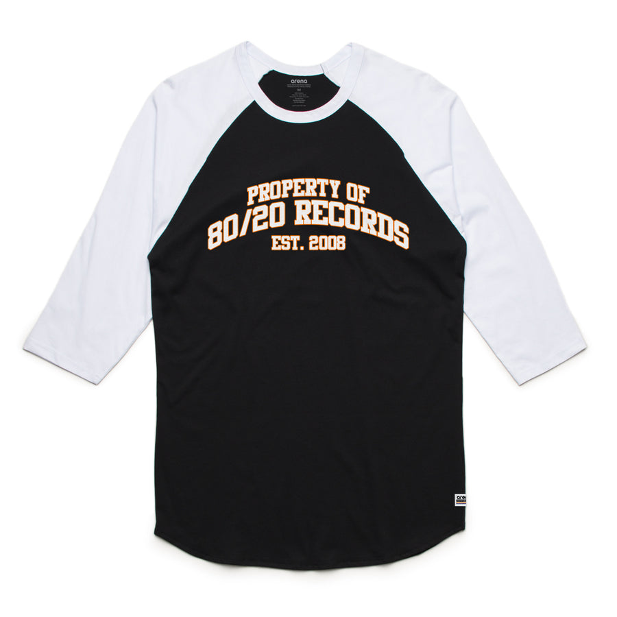 80/20 Records - Unisex Raglan Tee Shirt - Band Merch and On-Demand Designer Shirts