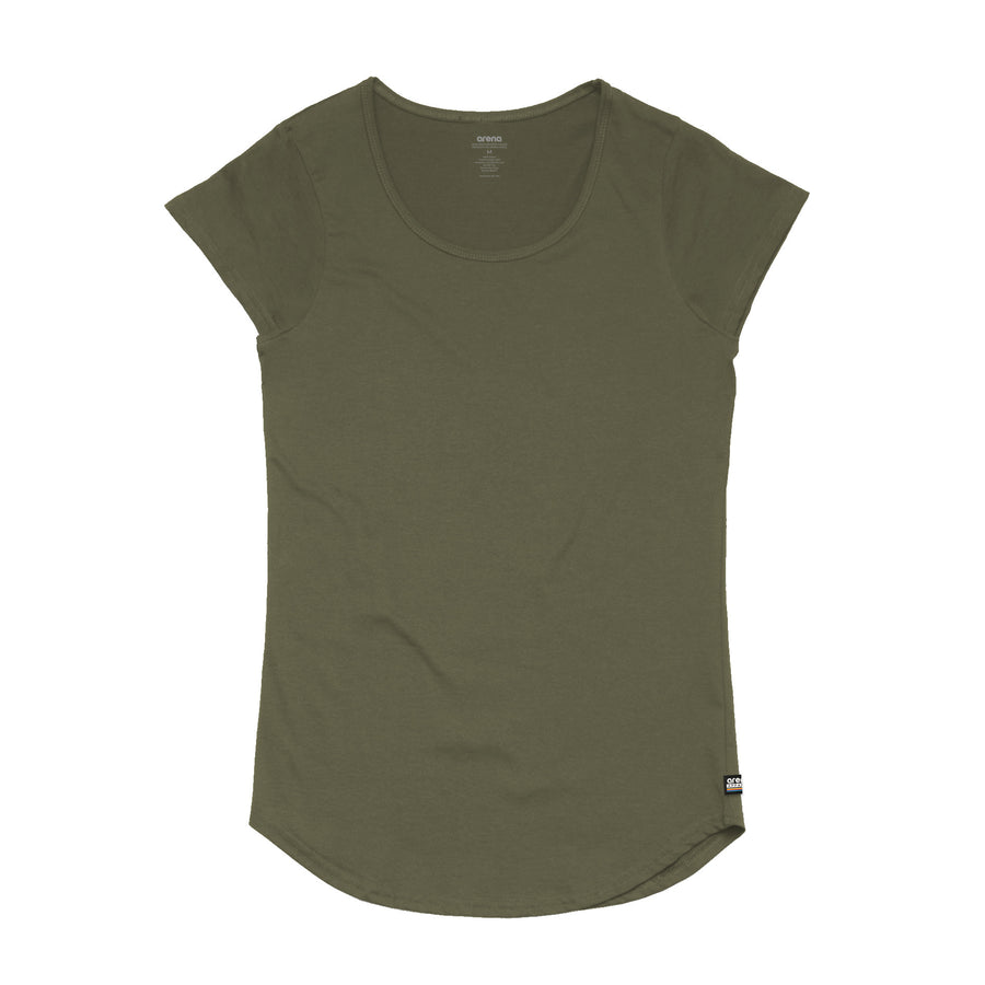 Wo's Mali Curved Hem Tee Shirt | Custom Blanks - Band Merch and On-Demand Designer Shirts